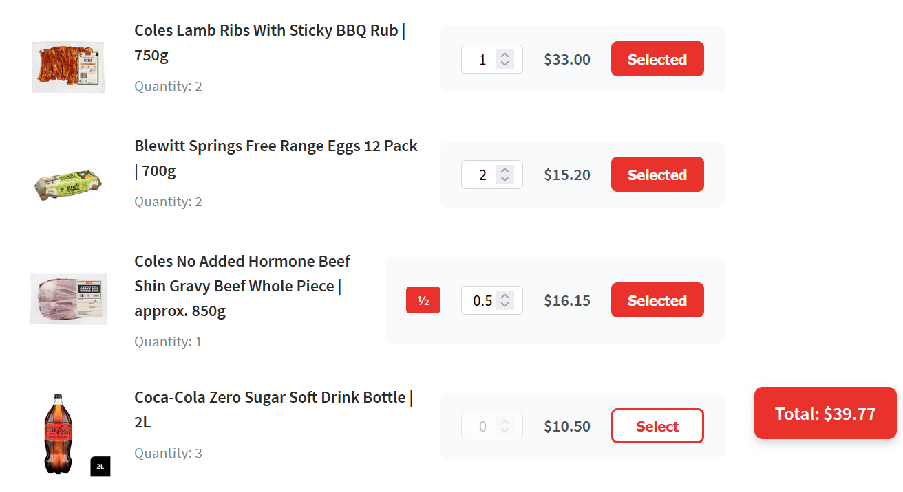 OZ Supermarket Bill Splitter